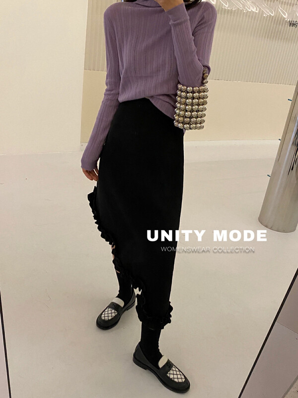 【UNITY】Ruffled skirt (women's irregular midi skirt) 5211-2# CQW