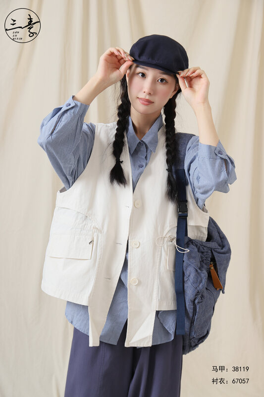 [Original Sansu Clothing Products] Literary Fan Retro Heavy Industry Designer Vest 38119