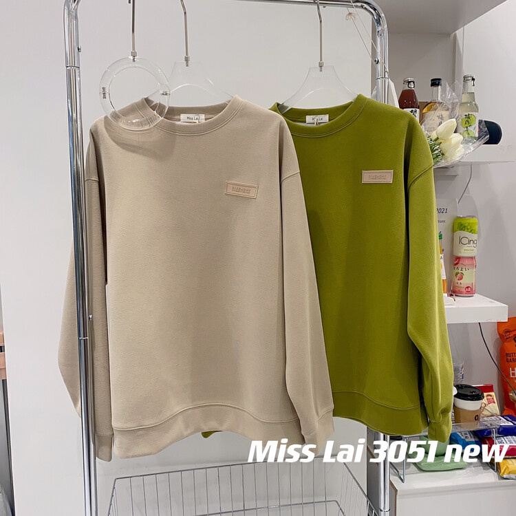 New in autumn!  【HH &MISS LAI】Casual Simple Round Neck Pullover Loose Sweater 3051# L