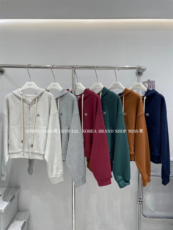 New in early autumn! [MISS Jia] hooded zipper loose short jacket 3392# L