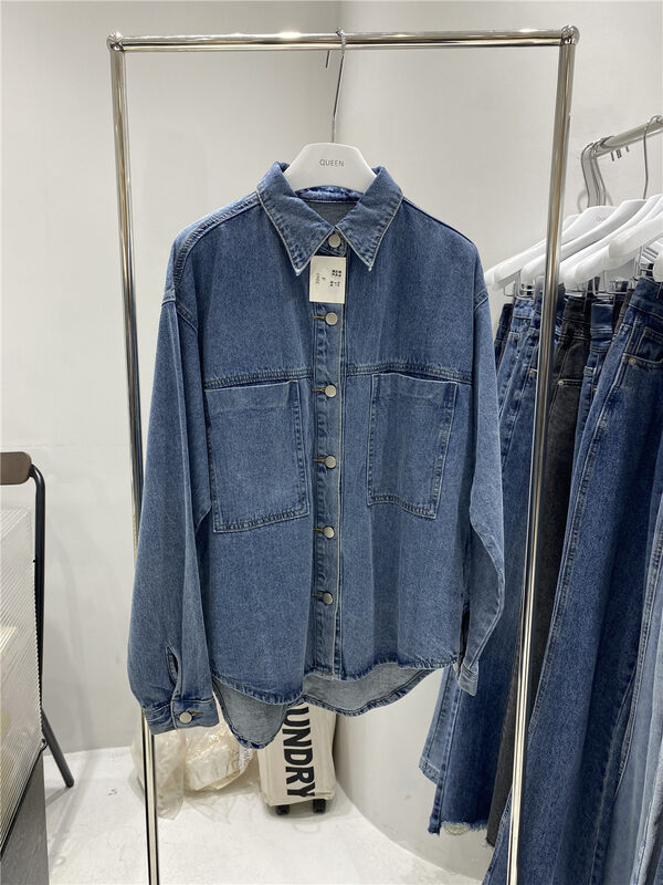 New in autumn!【QUEEN】Korean Washed-Breasted Denim Jacket 610# OZQ