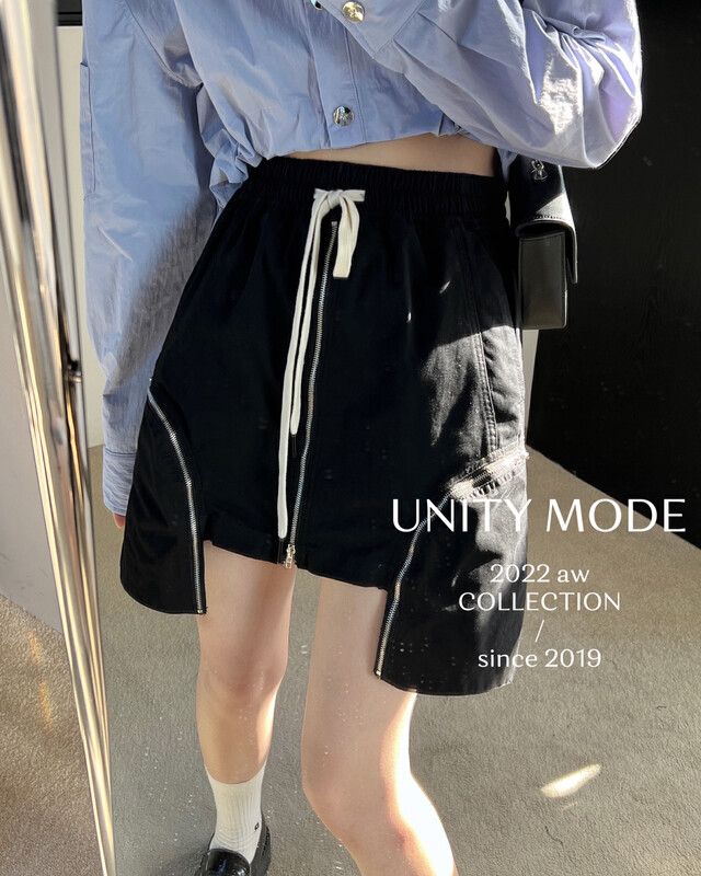 【UNITY】Niche Design Zipper Skirt (High Waist A-Line Short Skirt Women) F262006# CQW