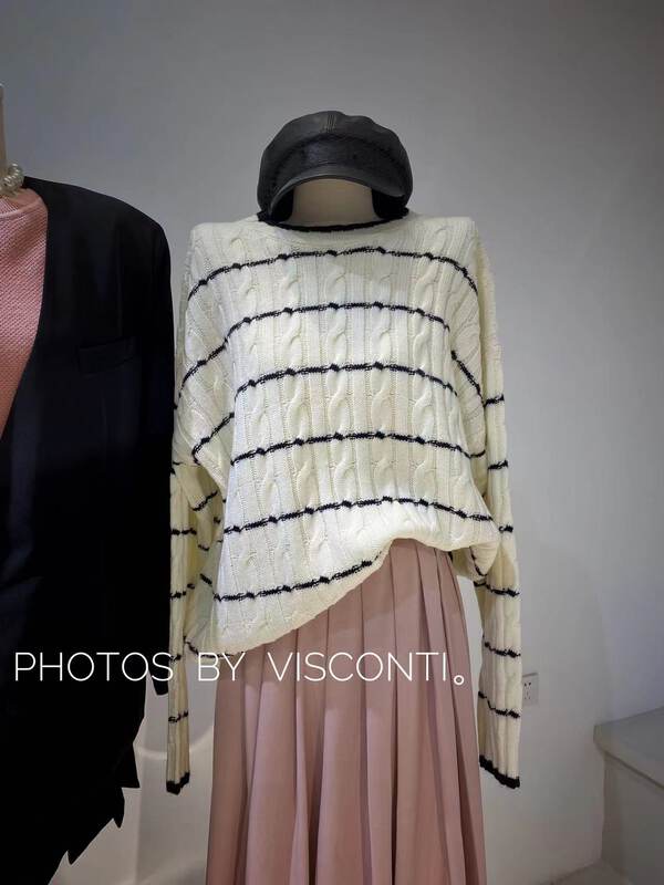 New in early autumn! [C Ouni] Striped loose all-match warm sweater C725-10150# GYJ
