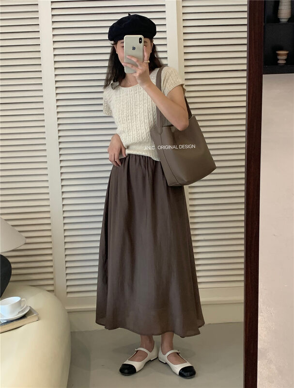 New in early autumn!【JIN.C】Casual high waist pleated skirt H3196# L