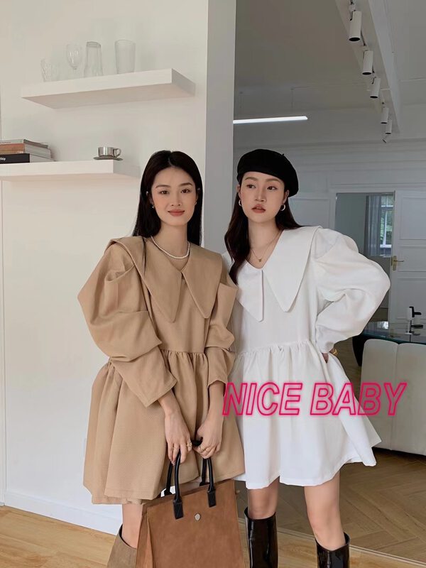 New in autumn!【NICE BABY】Korean long-sleeved pullover dress 8958# WTT
