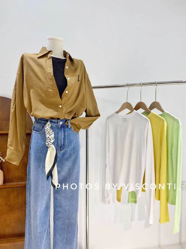 【C Ouni】Solid color round neck loose knitted sweater C220-T808# GYJ