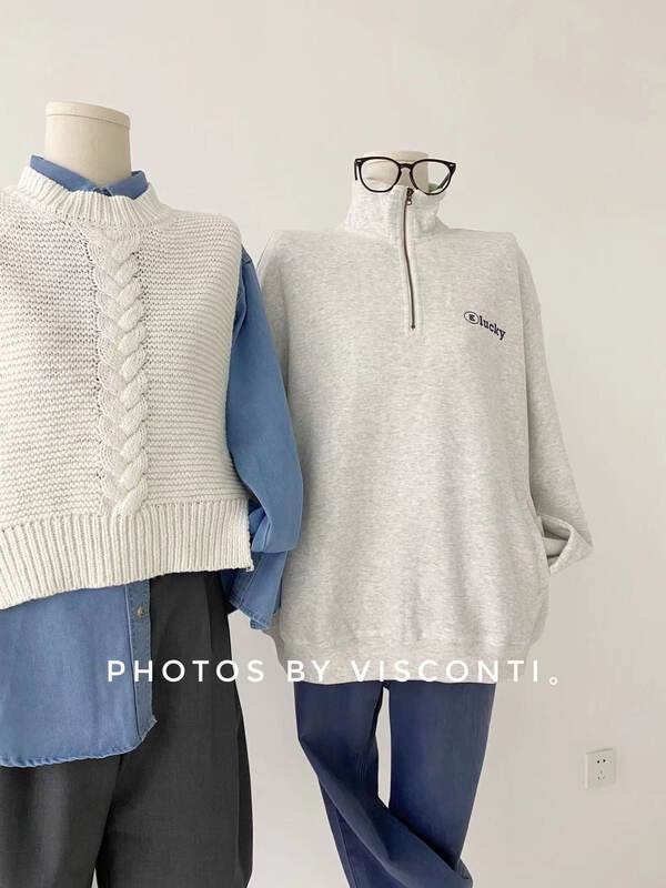 New in autumn! [C Ouni] Stand collar letter print loose sweater C702-9H230961769# GYJ