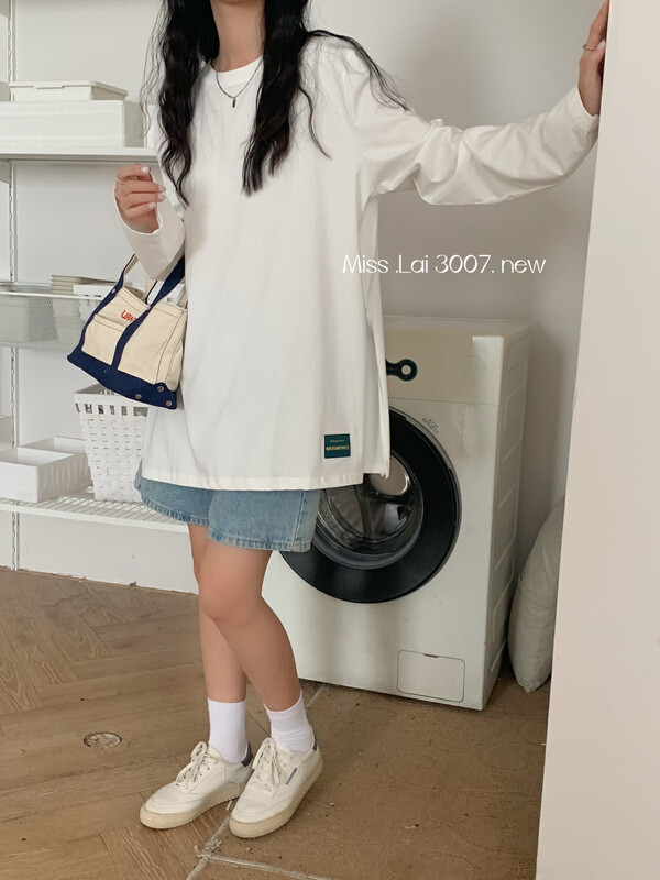New in early autumn! [HH &MISS LAI] Korean simple, versatile and comfortable long-sleeved T-shirt 3007# L