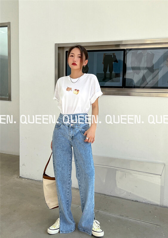 New in early spring!  【QUEEN1】Straight fit all-match loose jeans 528# OZQ