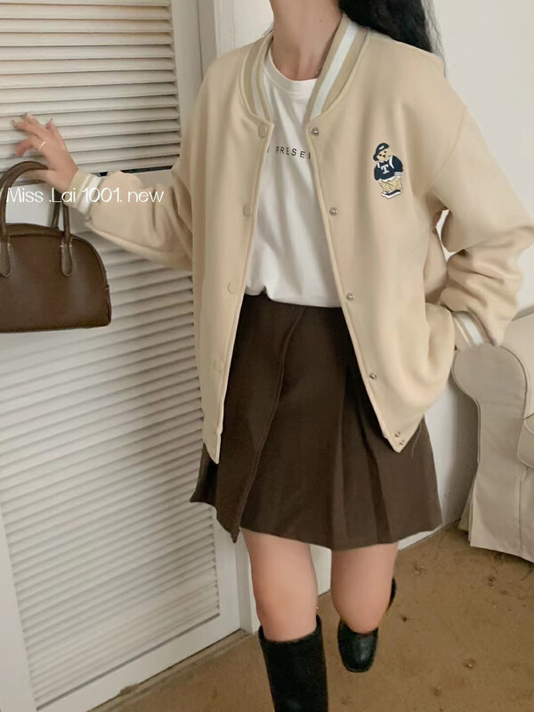 New in early autumn!【HH &MISS LAI】Korean casual fashion bear embroidery jacket 1001# L