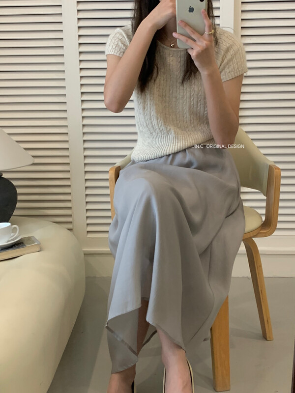 New in early autumn!【JIN.C】Raccoon Velvet Twist Short Sleeve Warm Sweater 8903# L