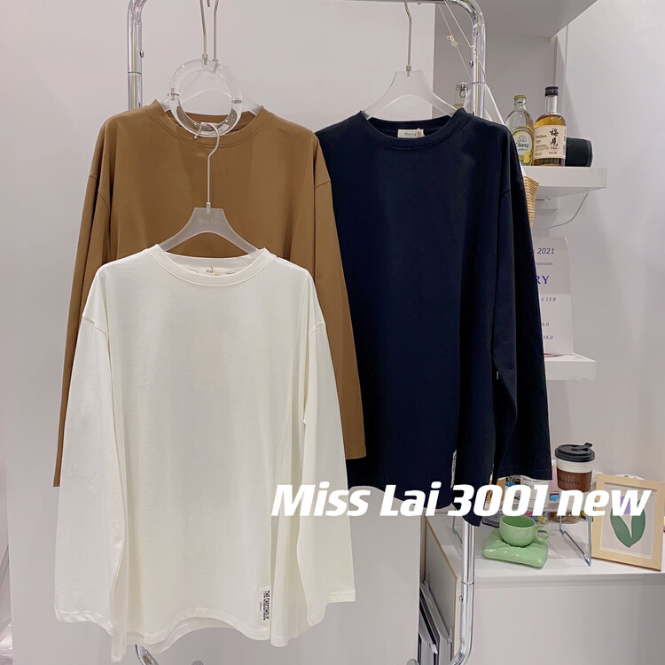 Early autumn new style! [HH &MISS LAI] Neat car logo simple and comfortable all-match long-sleeved T-shirt 3001# L