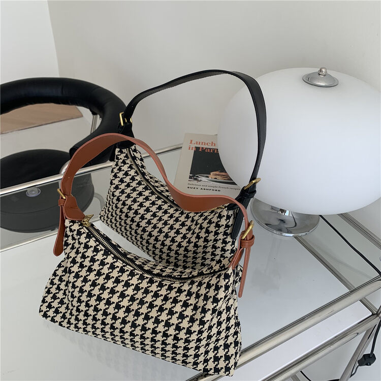 【DOUBLE C】Houndstooth texture all-match shoulder bag 1033# CYQ