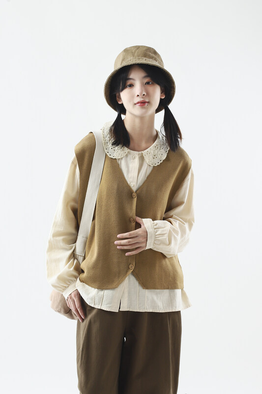 [Original Sansu clothing product] Simple temperament casual wool vest 2231