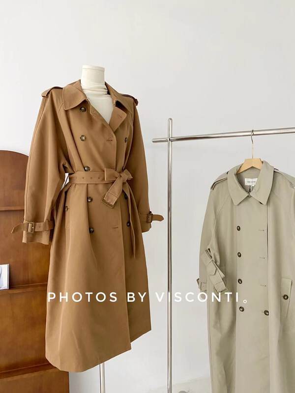 New in autumn! [C Ouni] Korean style double-breasted trench coat C702-9F2302352110# GYJ