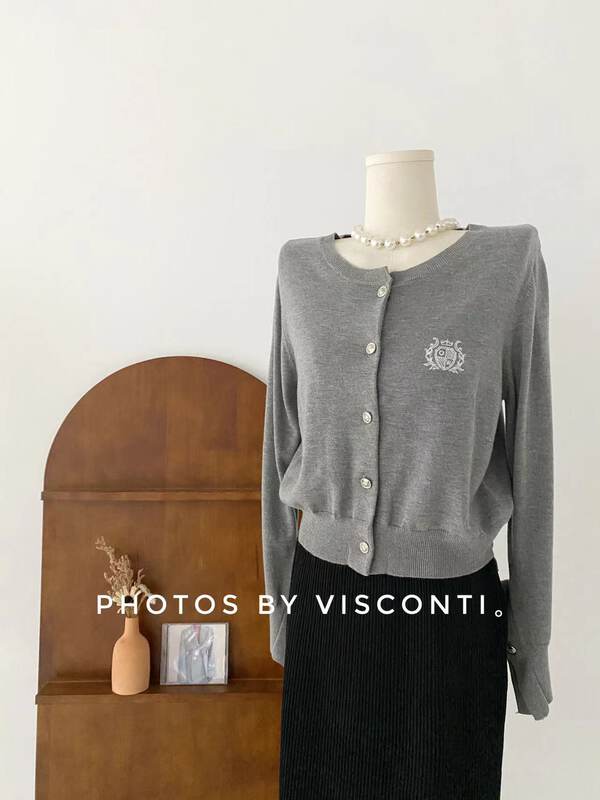 New in early autumn! [C Ouni] Round neck single-breasted embroidered knitted cardigan C725-30039# GYJ