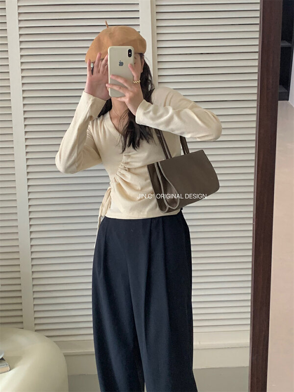 New in early autumn!【JIN.C】V-neck pullover comfortable shirt H3175# L