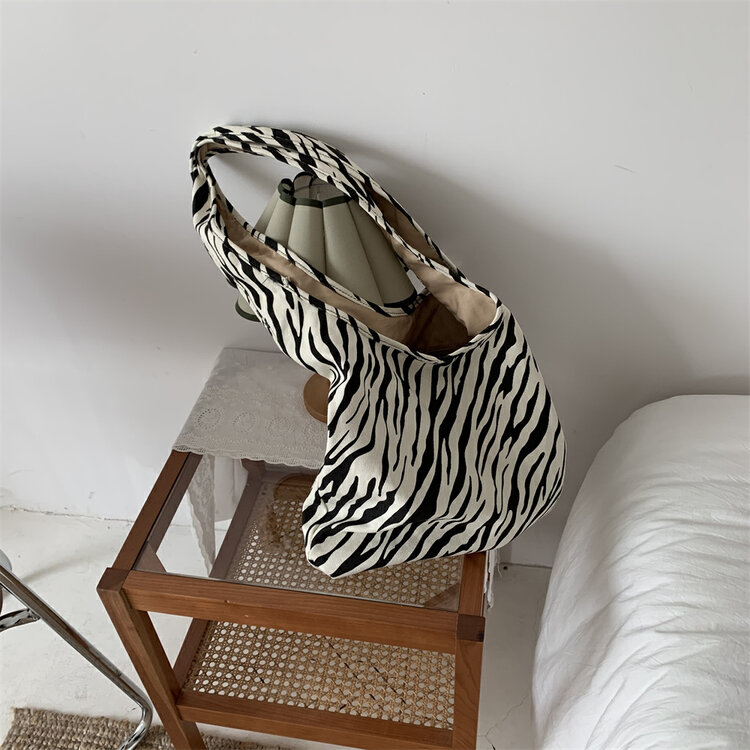【DOUBLE C】Casual Large Capacity Zebra Print Shoulder Bag A212# CYQ