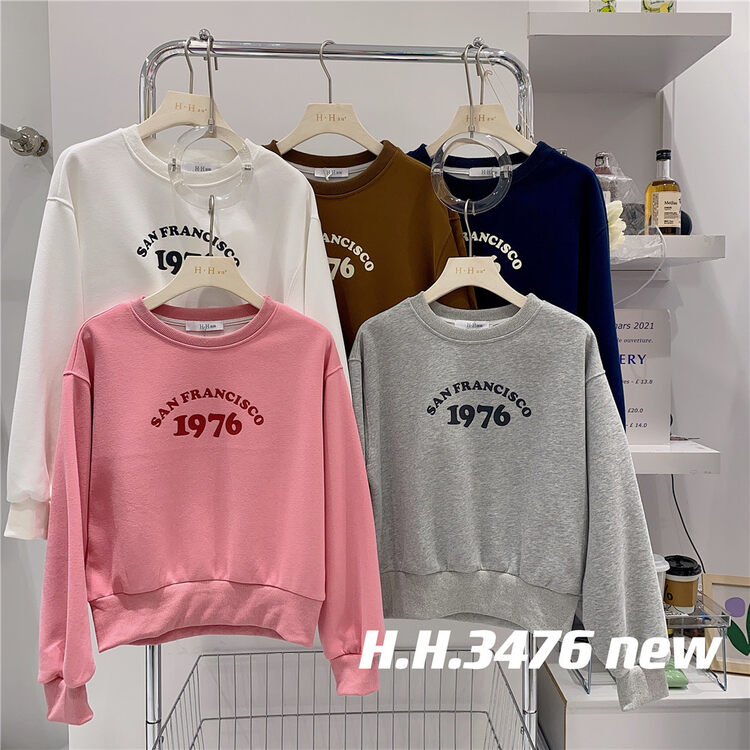 New in autumn! [HH &MISS LAI] Letter Print Pullover Comfortable Sweater 3476# L