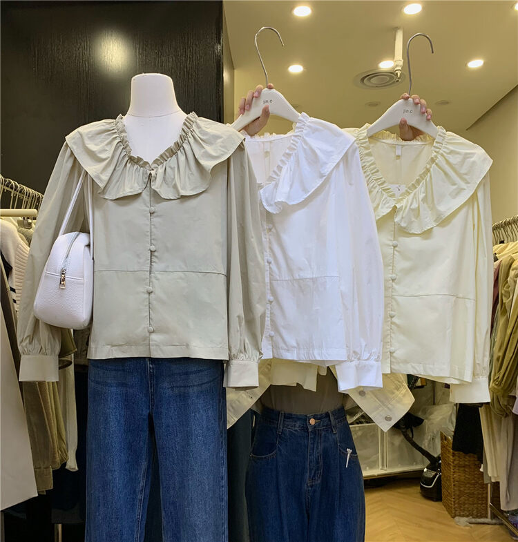 New in autumn!【JIN.C】Single-breasted textured fashion shirt j216# L