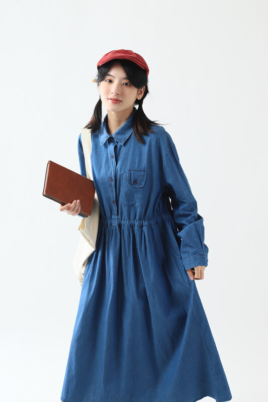 [Original Sansu Yipin] Literary Fan Retro Commuter Denim Skirt 35332