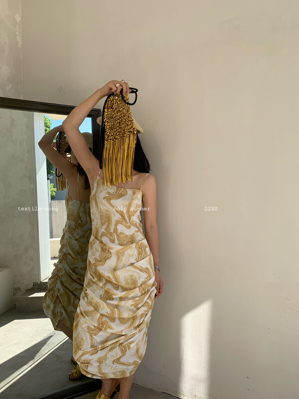 【UNITY】Dyeing Sling Dress (Women's Thin and Temperament Mid-Length) TS838-1# CQW