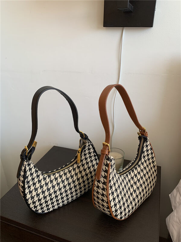 【DOUBLE C】Temperament and fashion houndstooth shoulder bag 8049# CYQ