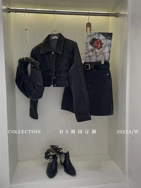 Autumn is new! [HS Korea Custom] Fashionable short denim jacket (only sells jacket) YS1-6706# HJY