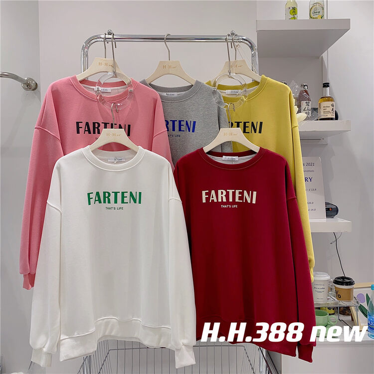 New in autumn! [HH &MISS LAI] pullover letter print sweater YS1-388# L