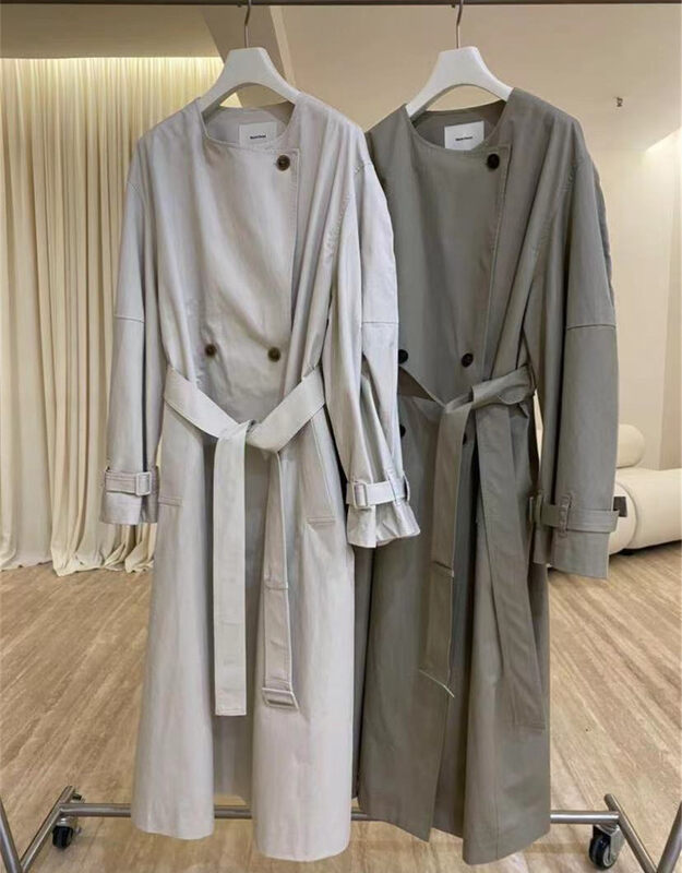 New in early autumn! [C Ouni] Korean double-breasted fashion windbreaker (with belt) C500-1142# GYJ