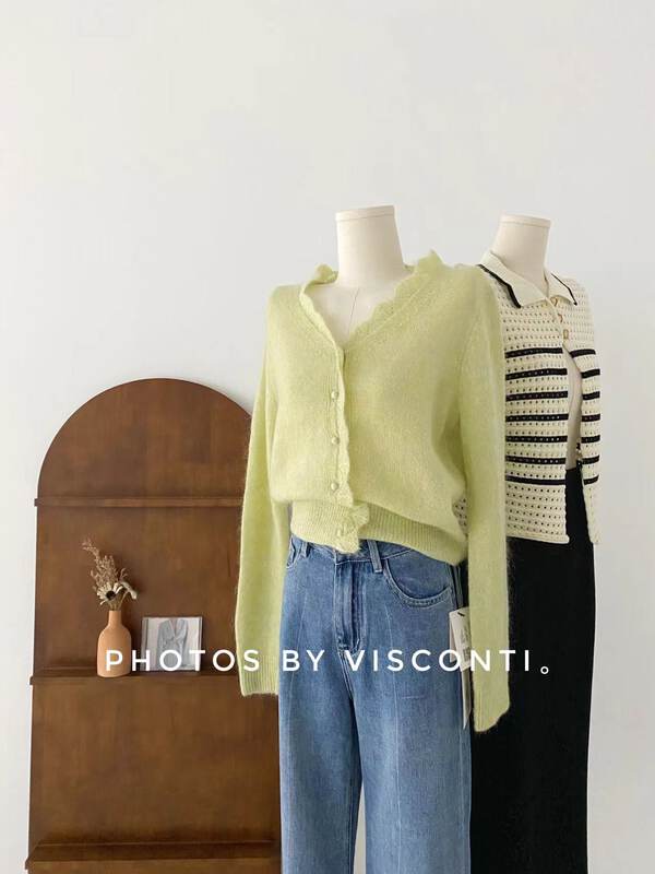 New in autumn! [C Ouni] V-neck single-breasted loose knitted cardigan C702-9M2302622022# GYJ