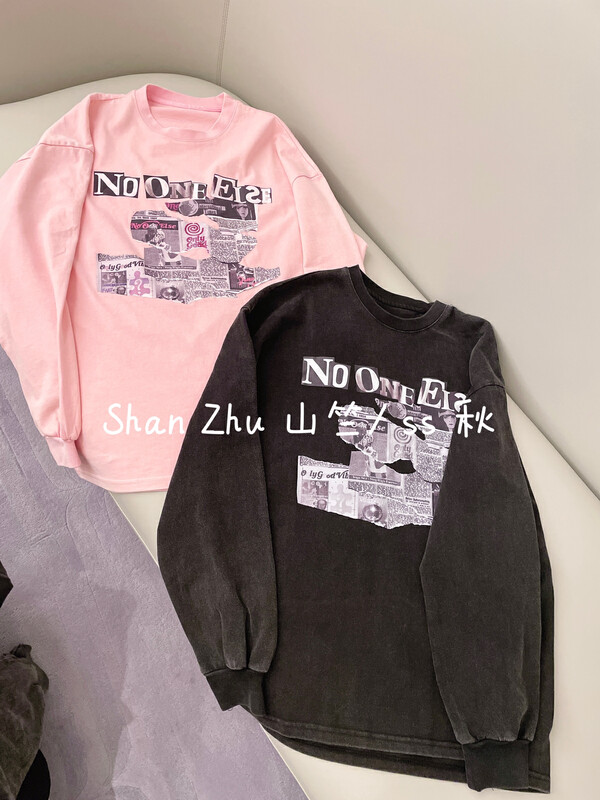 New in early autumn! [Shanzhu] Korean loose round neck long-sleeved T-shirt 517# L