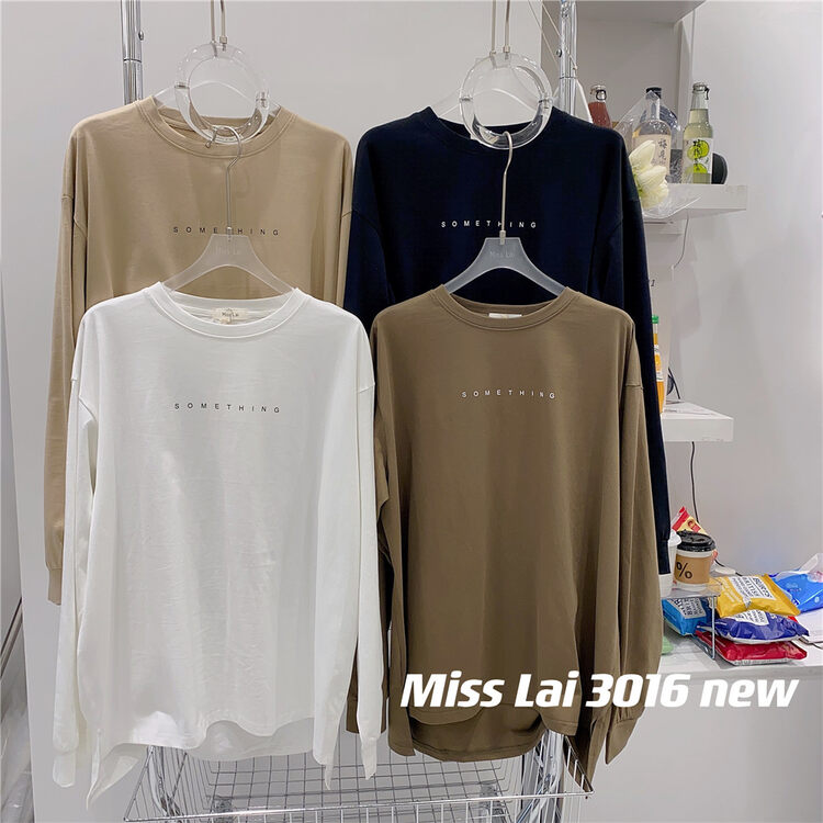 New in autumn! [HH &MISS LAI] pullover comfortable all-match long-sleeved T-shirt 3016# L