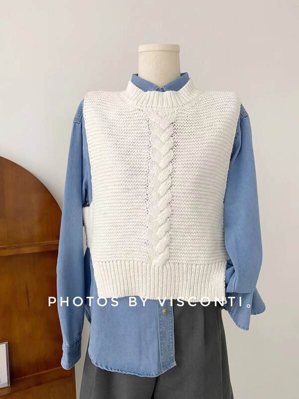 New in autumn! [C Ouni] round neck loose all-match vest C702-9M2302642607# GYJ