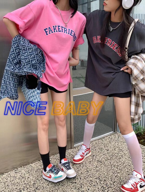 New in autumn! [NICE BABY] brushed letter embroidery pullover short-sleeved T-shirt 8963# WTT