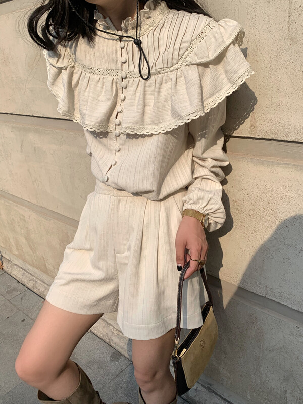 [UNITY] Niche design sense commuter temperament fashion Korean version two-piece women's suit green Q57005