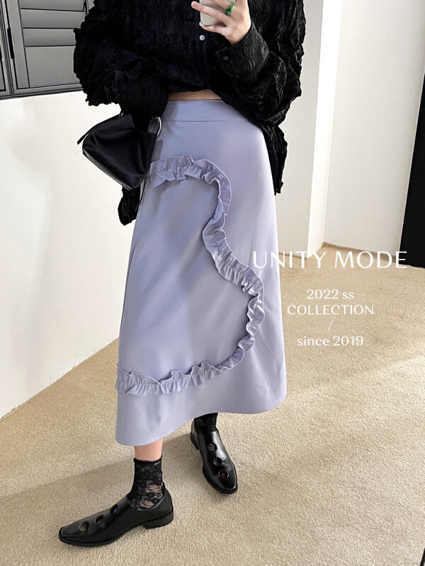【UNITY】Designed niche love skirt women's high waist mid-length skirt 6330-2