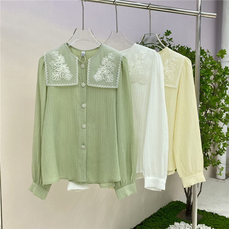 New in early autumn! [HS Korea Custom] Korean Lady Embroidered Shirt YS1-26025# GYJ