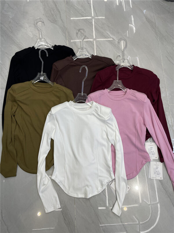 New in autumn! [HS Korea Custom] Simple shoulder pad round neck long-sleeved T-shirt 98738# HJY