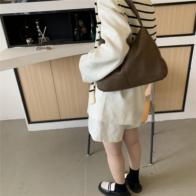 【DOUBLE C】Simple Texture Versatile Large Shoulder Bag 8085# CYQ