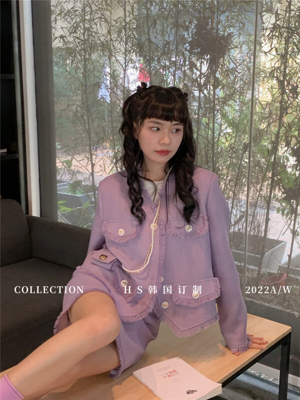 New in early autumn! [HS Korea Custom] Temperament Small Fragrance Texture Short Jacket (with Bag) (excluding skirt) 37025# HJY