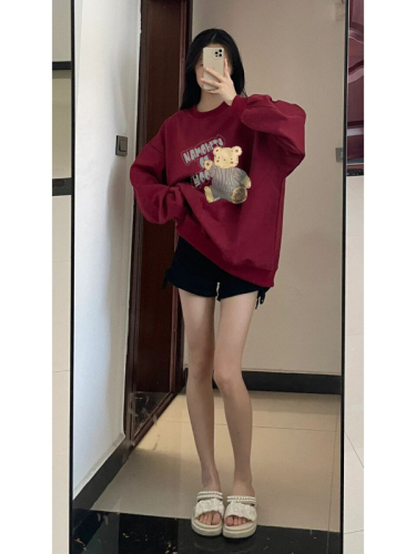 Official picture big fish scale 260g thin sweater women's round neck print back wrap long-sleeved top autumn clothes