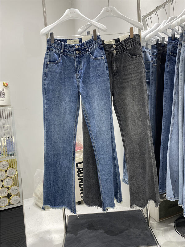 New in autumn!【QUEEN】Frayed Washed Korean Jeans 612# OZQ