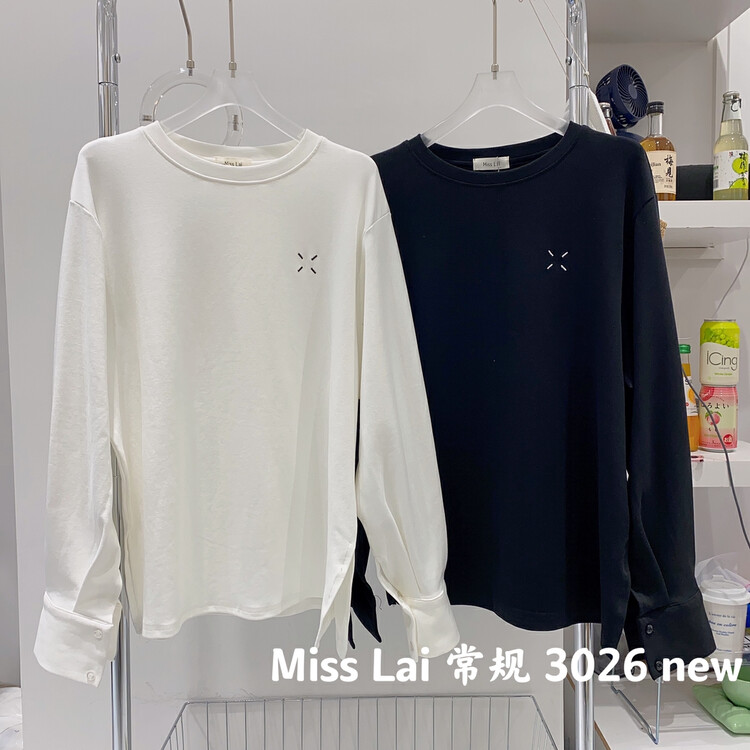New in autumn! [HH &MISS LAI] Korean version of the simple and comfortable all-match long-sleeved T-shirt 3026# L