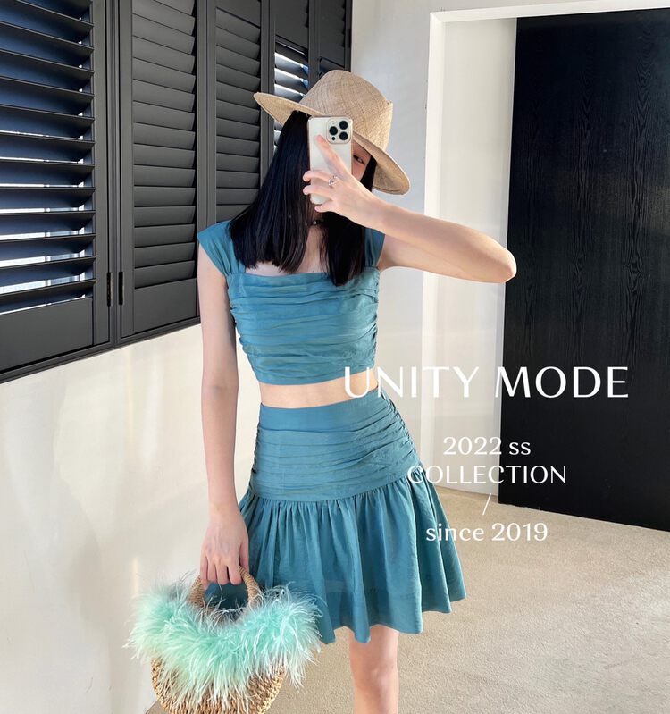 【UNITY】Western style sweet and spicy short skirt suit (two-piece summer lively and age reduction) 18029# CQW