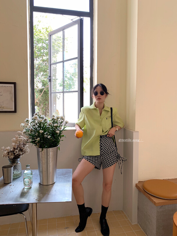 [UNITY] Checkerboard High Waist Drawstring Casual Shorts Women's Summer TS616