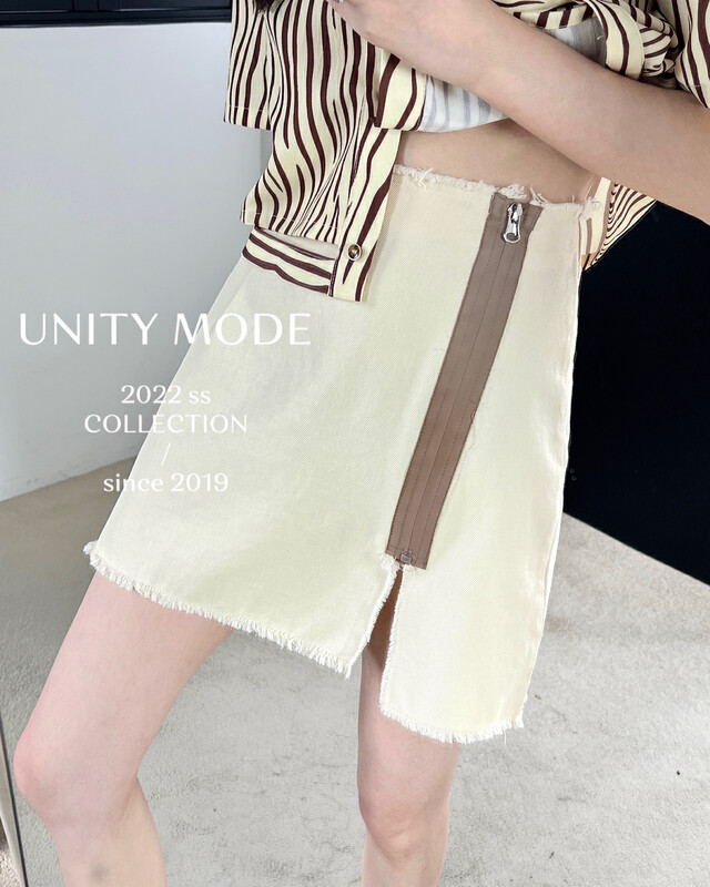 [UNITY] Split zippered a-line skirt with hip denim short skirt female summer 6529