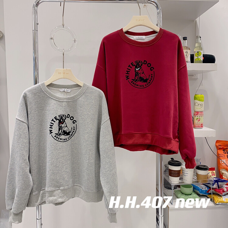 New in autumn! [HH &MISS LAI] Pullover Comfortable Flocking Sweater 407# L
