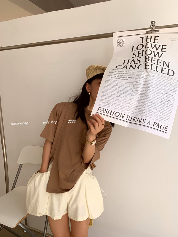 [UNITY] Irregular split short-sleeved T-shirt loose cotton short-sleeved top TS830