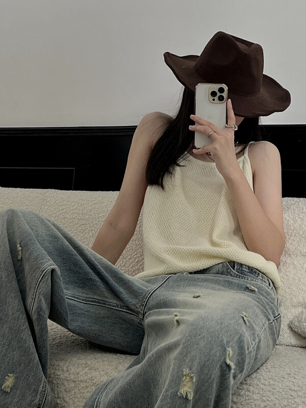 【UNITY】Fashionable hot girl all-match knitted bottoming vest/suspenders Q17016# CQW